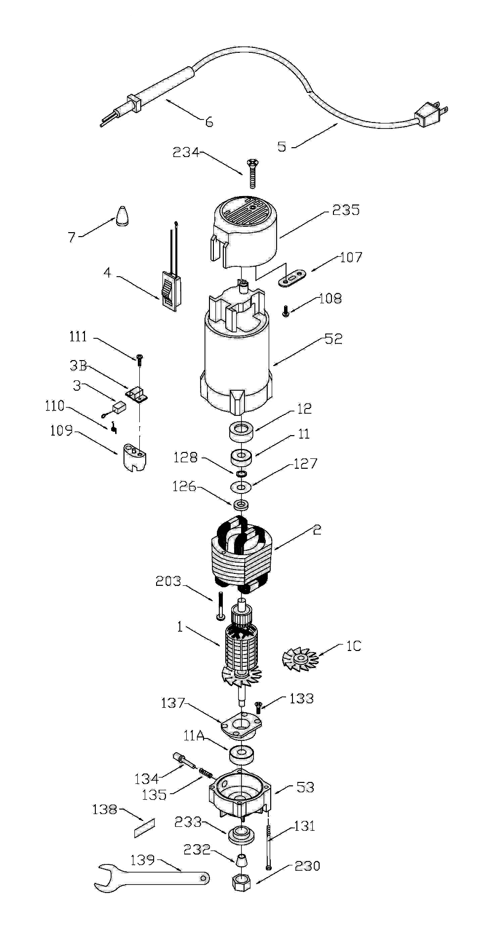 Fig-0 Diagram and Parts List for MU5520 Type-2 Porter Cable Miscellaneous